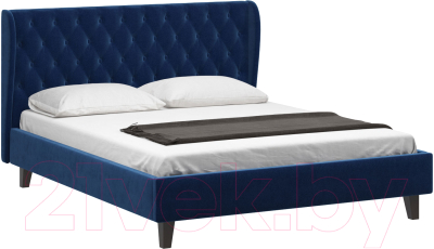 Двуспальная кровать Woodcraft Грац-Н 160 вариант 1 (бархат черный сапфир)