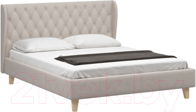 Двуспальная кровать Woodcraft Грац-Н 160 вариант 5 (светлый велюр)