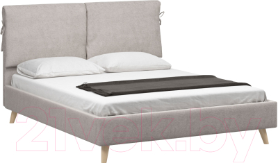 Двуспальная кровать Woodcraft Скаун-Н 160 вариант 1 (искусственная шерсть/топленое молоко)