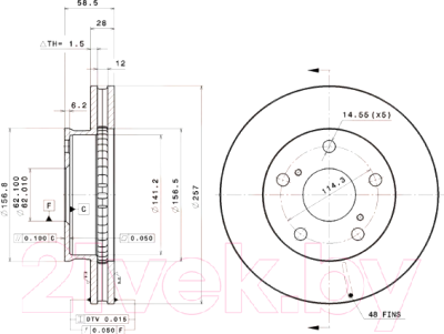 

Тормозной диск Brembo, 09A13010