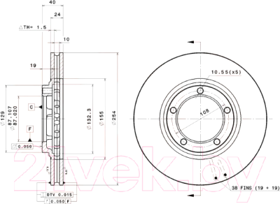 

Тормозной диск Brembo, 09A14510