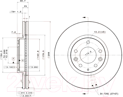 Тормозной диск Brembo 09B27210