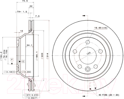 

Тормозной диск Brembo, 09A61610
