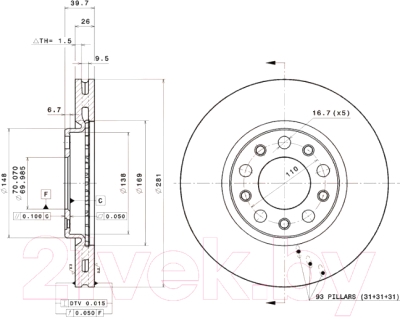 

Тормозной диск Brembo, 09A72111