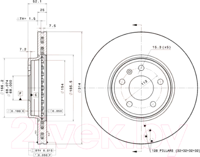 Тормозной диск Brembo 09A82011