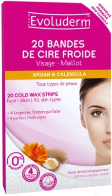 Полоски для депиляции Evoluderm Cold Wax Strips Face Bikini (20шт)