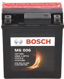 Мотоаккумулятор Bosch M6 YTX7L-4/YTX7L-BS / 0092M60060 (6 А/ч)