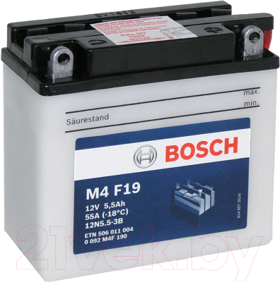 Мотоаккумулятор Bosch M4F 12N5.5-3B / 0092M4F190 (6А/ч)