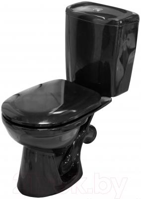 Унитаз напольный Керамин Омега Дуал Premium (черный, с жестким сиденьем)