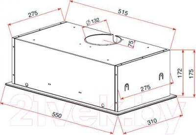 Вытяжка скрытая Teka GFG 2 / 40446752 (черное стекло) - габаритные размеры