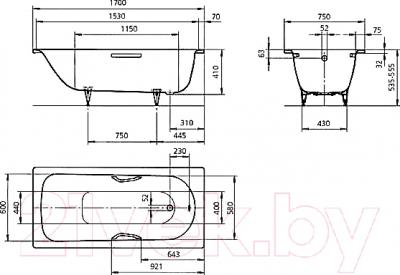 Ванна стальная Kaldewei Saniform Plus Star 336 170x75 / 133600013001 (easy-clean)