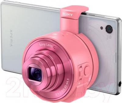 Внешняя камера для смартфона Sony DSC-QX10 (розовый) - в использовании