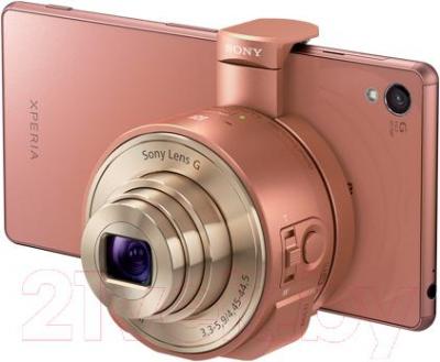 Внешняя камера для смартфона Sony DSC-QX10 (коричневый) - подключение к смартфону