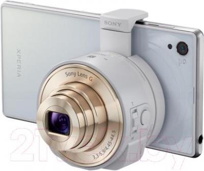 Внешняя камера для смартфона Sony DSC-QX10 (белый) - подключение к смартфону