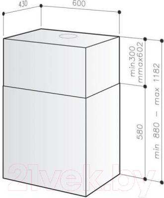 Вытяжка коробчатая Best IS ASC 508L 60 (нержавеющая сталь) - габаритные размеры