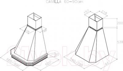 Вытяжка купольная Best Camilla 60 650м3/ч (белый) - технический чертеж