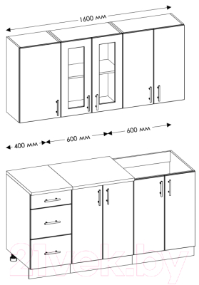 Кухонный гарнитур Senira Вяселка 2/1 1.6м