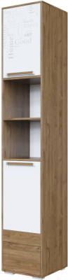 Шкаф-пенал SV-мебель Гарвард Ж с ящиком (гикори темный/белый)
