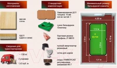 Изображение товара Бильярдный стол РуптуР Сильвер / 252.00.07 (11/7)