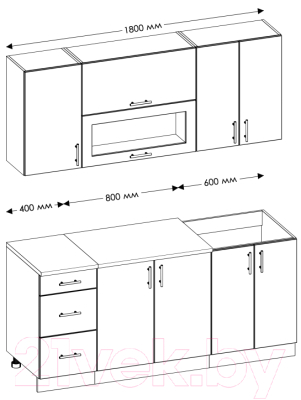 Кухонный гарнитур Senira Вяселка 4/03 1.8м + шкаф настенный В-083