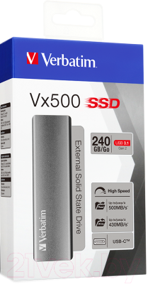 Внешний жесткий диск Verbatim Vx500 External SSD USB 3.1 G2 240GB / 47442