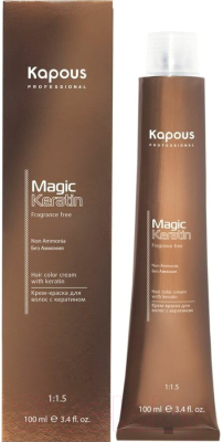 Крем-краска для волос Kapous Magic Keratin Non Ammonia 8.41 светлый матовый медный блонд