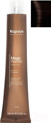 

Крем-краска для волос Kapous, Шатен, Magic Keratin Non Ammonia 3.53
