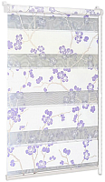 Рулонная штора Delfa Сантайм День-Ночь Декор МКД DN-46074 (34x160, сакура/фиолетовый) - 