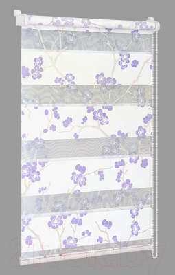 Рулонная штора Delfa Сантайм День-Ночь Декор МКД DN-46074 (34x160, сакура/фиолетовый)