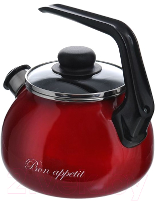 Чайник со свистком СтальЭмаль Bon appetit 1RA12 (вишневый)