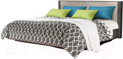 Двуспальная кровать Мебель-КМК 1600 Стефани 0649.4-01 (мокко/бетон бежевый)