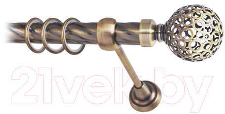 Карниз для штор Lm Decor Ажур 095 1р витой 25мм (антик, 1.8м)