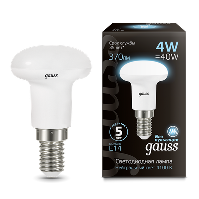 Лампа Gauss R39 4W 370lm 4100K Е14 / 106001204 -