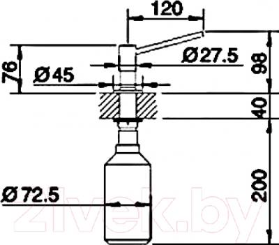 Дозатор встраиваемый в мойку Blanco Torre / 512594 (нержавеющая сталь) - технический чертеж