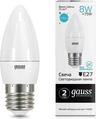 

Лампа, Elementary Candle E27 8W 4100K / 33228