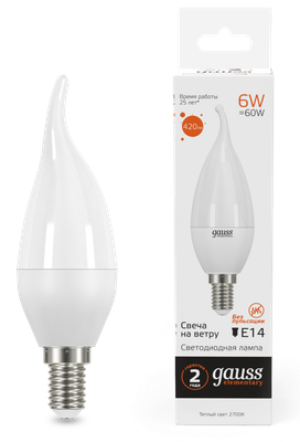 Лампа Gauss Elementary Candle E14 6W 2700K/3000K / 34116 -