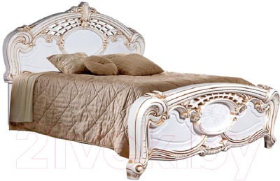 Двуспальная кровать Мебель-КМК Розалия 0456.1-02 (белый/патина золото)