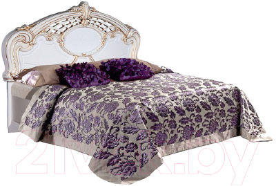 Двуспальная кровать Мебель-КМК Розалия 0456.1-03 (белый/патина золото)