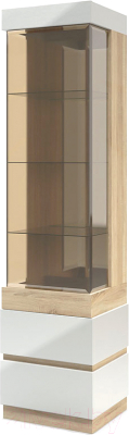 Шкаф-пенал с витриной Мебель-КМК 3Д Хилтон 0651.8 (дуб санома/белый глянец)