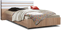 Двуспальная кровать Мебель-КМК 1600 Хилтон 0651.1 (дуб сонома/белый глянец) - 
