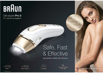 Фотоэпилятор Braun Silk-Expert IPL Pro 5 PL5014 с бритвой Venus + 1 кассета + чехол