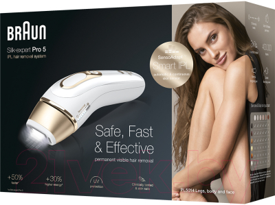 Фотоэпилятор Braun Silk-Expert IPL Pro 5 PL5014 с бритвой Venus + 1 кассета + чехол