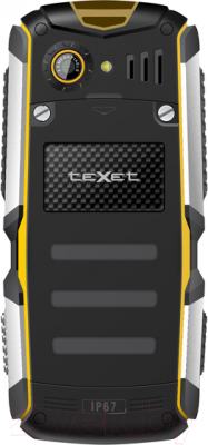 Мобильный телефон Texet TM-511R (черно-желтый + автомобильное ЗУ) - вид сзади