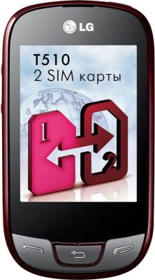 Мобильный телефон LG T510 Red - вид спереди
