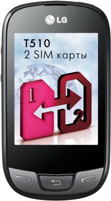 Мобильный телефон LG T510 Black - вид спереди