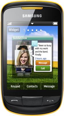 Мобильный телефон Samsung S3850 Corby II Yellow - вид спереди