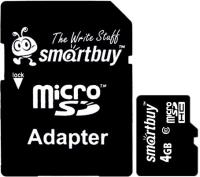 Карта памяти SmartBuy microSDHC (Class 10) 4GB + SD-адаптер (SB4GBSDCL10-01) - 