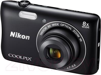 Компактный фотоаппарат Nikon Coolpix S3700 (черный) - общий вид