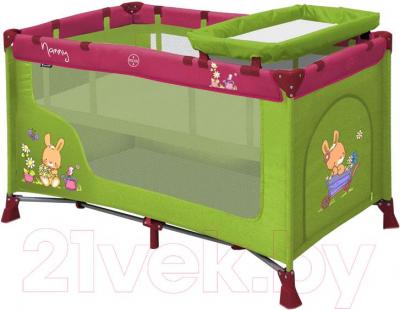 Кровать-манеж Lorelli Nanny 2 (Green-Pink Bunnies) - общий вид