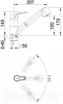 Смеситель Blanco Wega-S / 512041 - технический чертеж